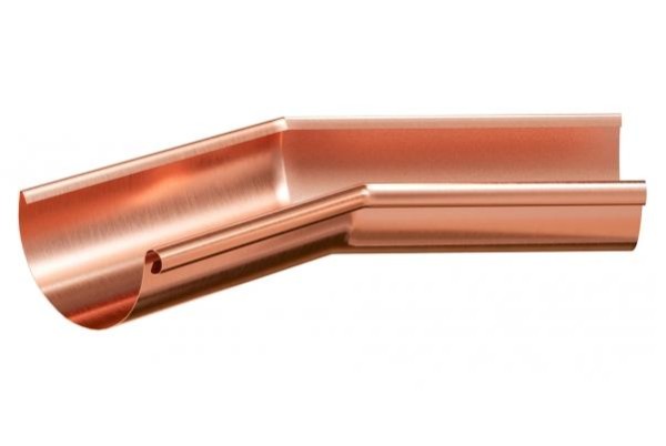 Водосток Aquasistem, система 125x90 - Угол желоба внутренний медный 135° купить в Ульяновске