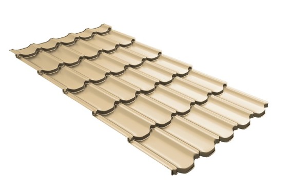 Металлочерепица квинта плюс с 3D резом 0,45 PE RAL 1014 слоновая кость купить в Ульяновске
