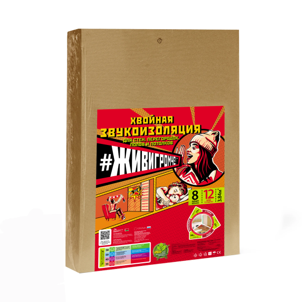 Хвойная звукоизоляция под гипсокартон #ЖИВИГРОМЧЕ! 800х600х12 мм (3,84м2) купить в Ульяновске
