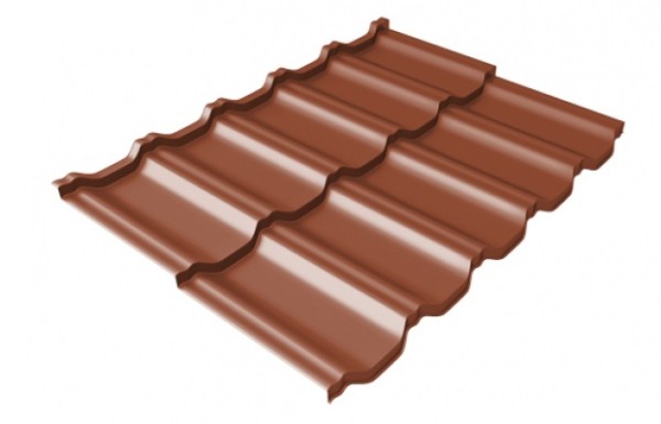 Металлочерепица модульная Квинта Uno Grand Line c 3D резом 0,45 PE RAL 8004 терракота купить в Ульяновске