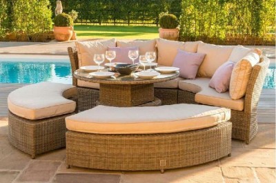 Диван-Трансформер AFINA плетеный из иск. ротанга со столом AFM-350B Beige