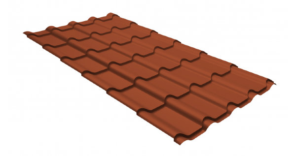 Металлочерепица камея GL 0,5 GreenCoat Pural Matt RR 750 кирпично-красный (RAL 8004 терракота) купить в Ульяновске