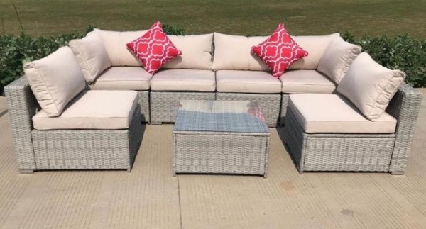 Диван-Трансформер AFINA модульный плетеный из иск. ротанга YR822BgB Grey/Beige купить в Ульяновске